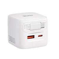 Waniu/哇牛 30W快充 氮化镓充电器+USB-C伸缩线 双Type-C口 线充套装 珍珠白 30W