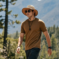 灰壳15.5μm美利奴羊毛短袖T恤男亲肤保暖透气速干衣户外运动休闲 极光咖 /正肩常规版 L 155-170斤