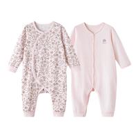 好孩子婴儿夏季A类纯棉连身衣爬爬服 5A抗菌连体衣 夏季空调服 2件装