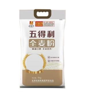 五得利面粉10斤全麦粉5kg含麸质富含膳食纤维馒头大饼低脂面粉 全麦粉5kg*1袋