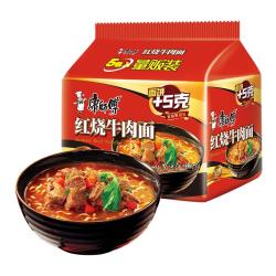 康师傅 方便面 经典红烧牛肉面五连包104g*5袋 泡面袋装速食 方便食品