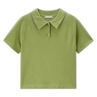 佐丹奴针织衫女装纯色毛织卷边插肩袖短款翻领针织衫 05354309