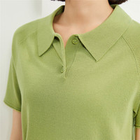 佐丹奴针织衫女装纯色毛织卷边插肩袖短款翻领针织衫 05354309 66 标志海军蓝 L