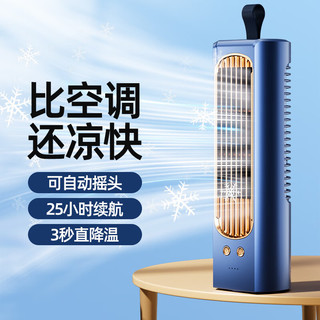 徕煊无叶风扇办公室桌面小型空调扇睡眠超静音电风扇家用床头上宿舍大风力空气循环厨房壁挂户外小塔扇 蓝调【25年】