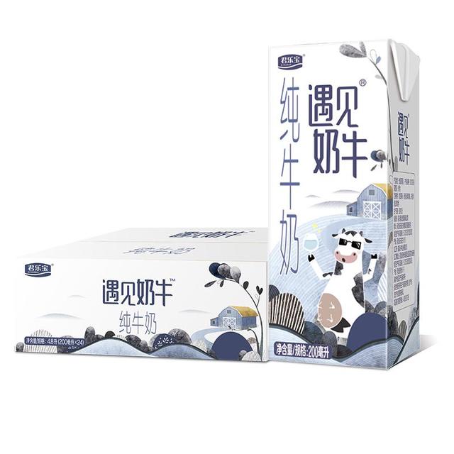 君乐宝 遇见奶牛全脂纯牛奶 200mL*24盒