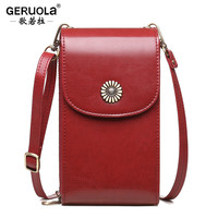 歌若拉 女士真皮斜挎小包 牛皮手机袋