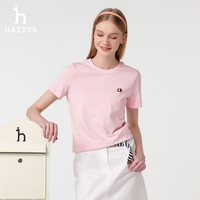 哈吉斯（HAZZYS）男女装 2025夏季【PHIZ系列】款复古绣花宽松圆领T恤 粉色PN -女 3XL （190/108A 54） 男