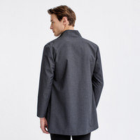 七匹狼【狼族生活】风衣男春季立领中长装风衣时尚休闲弹力舒适男装外套 003(中灰) 180/96A/XXL