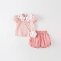 女童套装夏儿童中国风两件套短袖灯笼裤套装