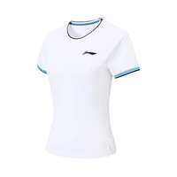 李宁（LI-NING）2025男女同款网球服运动上衣比赛短袖T恤短裙户外速干 标准白【女款上衣】 XL