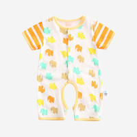 齐齐熊 cicibear【哈衣套装】夏装婴儿连体衣宝宝爬服斜襟卡通小熊纯棉短袖哈衣 QQ1353橙色 100cm 身高92-98cm