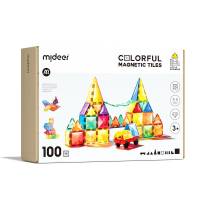 mideer 弥鹿 彩窗磁力片 100片(含小车*2)+收纳袋