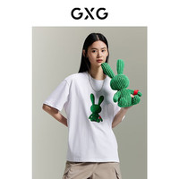 GXG男装 夏季短袖T恤合集 GEX14413492白色圆领短袖T恤 S 165