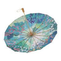 VONLILIENFELD费乐德加大晴雨伞16骨折叠双层油画伞防晒防紫外线太阳伞女 16骨双层伞-穆尔秘境