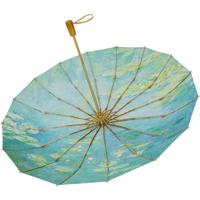 VONLILIENFELD费乐德16骨雨伞莫奈油画伞晴雨两用遮阳伞双层结实耐用大双人防晒 16骨双层伞-青葱睡莲