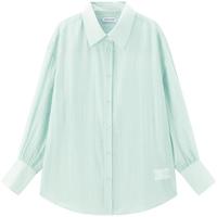 太平鸟【张婧仪同款】女装2025年夏季薄荷曼波衬衫A1CAF2403 绿色 L 165