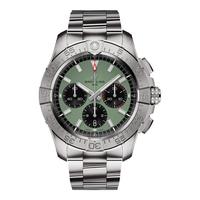 百年灵(BREITLING)复仇者B01计时机械腕表男士手表绿色44瑞士机械表 绿色钢带44-折叠扣