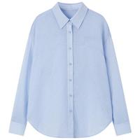 太平鸟仿麻感长袖衬衫2024夏季新款女士绣花时尚衬衣薄上衣百搭