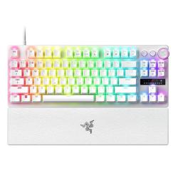 雷蛇 猎魂光蛛V3专业竞技版 87键 有线机械键盘 白色 模拟光轴 RGB
