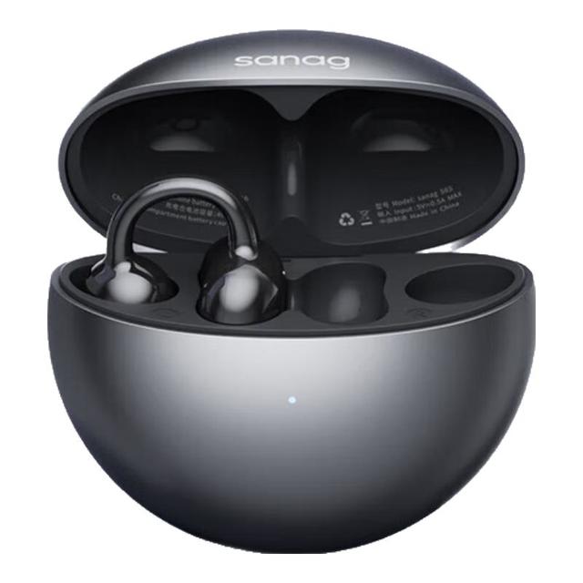 塞那 S6S Ultra骨传导概念蓝牙耳机开放式无线夹耳夹式不入耳挂耳式运动跑步通话降噪 无尽黑