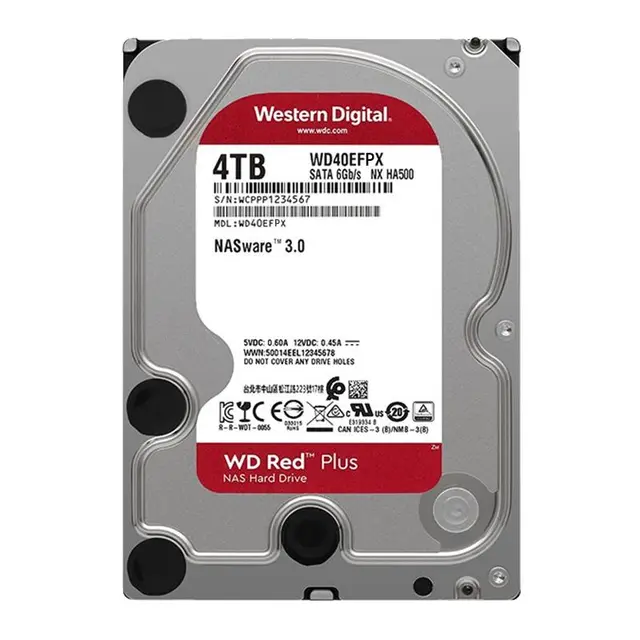 Western Digital 西部数据 红盘Plus系列 4TB 3.5英寸 NAS硬盘 (CMR、5400rpm、128MB) WD40EFZX