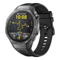 华为 WATCH GT 5 Pro 智能手表 46mm 曜石黑 黑色氟橡胶表带