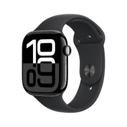 Apple Watch Series 10 智能手表 GPS款 46mm 亮黑色铝金属表壳 黑色橡胶表带 M/L