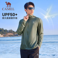 CAMEL骆驼运动防晒衣男2025夏季冰感防紫外线开衫速干原纱防晒服薄外套 【原纱防晒 冰感速干】幻影黑/墨灰，男款，J15BA86013 XL
