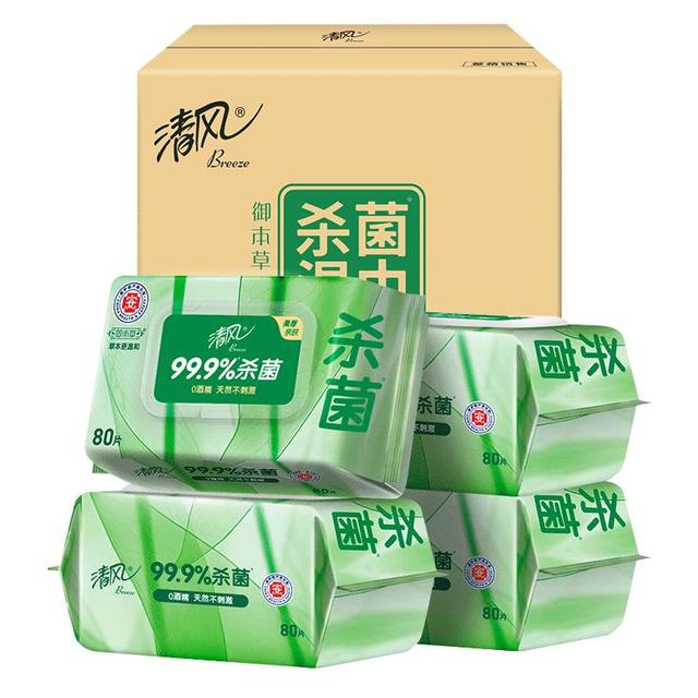 清风 御本草杀菌湿巾80片*4包