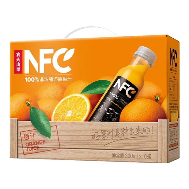 88VIP：农夫山泉 100%NFC橙汁果汁300ml*10瓶