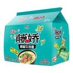 统一 藤娇  藤椒牛肉面 袋装 100g*5袋 五连包 方便面速食面泡面