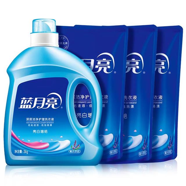 蓝月亮 亮白增艳洗衣液 3kg*1瓶+1kg*3袋 薰衣草香