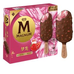 梦龙 和路雪 甜查理草莓奶冻味冰淇淋冰激凌62g*4支