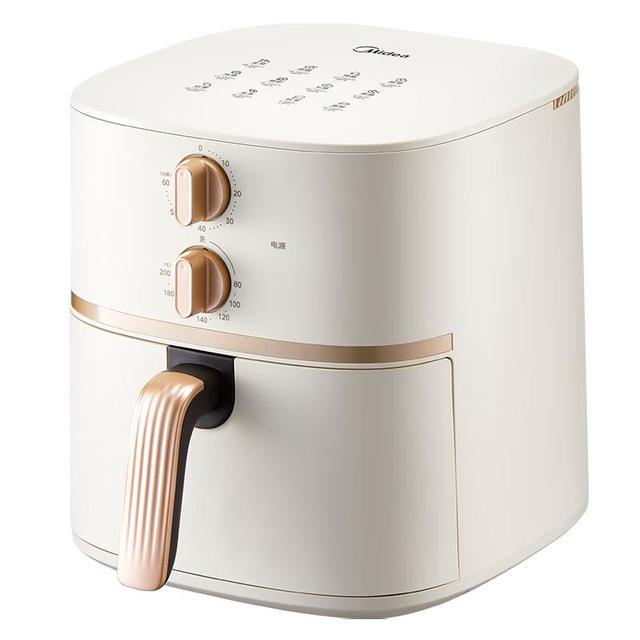 美的 MF-KZE535J5 空气炸锅 蒸烤一体蒸汽嫩烤免翻面实用多功能 大容量5.3L热风烘炸金属内腔