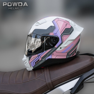 今日必买：POWDA 摩托车全盔覆盖式3C ECE DOT认证 机甲粉XL