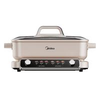 美的 Midea速沸电火锅锅超薄 家用 电煮锅8L大容量分区控温鸳鸯火锅多功能锅2-10人烤涮2100w大火力多用 MC-HGS352866 8L