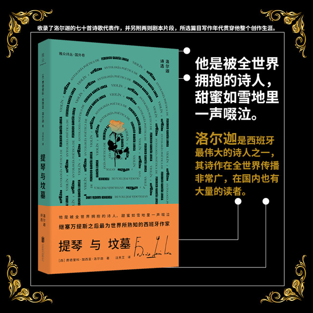 正版包邮 提琴与坟墓:洛尔迦诗选 费德里科·加西亚·洛尔迦 西班牙诗人 外国经典文学诗歌类畅销书籍 七十首诗歌代表作