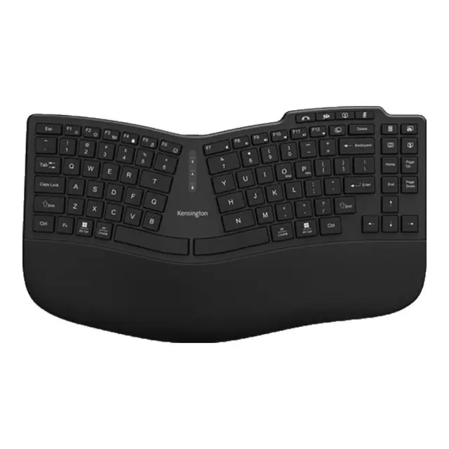 肯辛通（Kensington）人体工学办公键盘 无线蓝牙键盘 笔记本电脑键盘 充电式 配备掌托 3台设备连接 环保材料 K75491