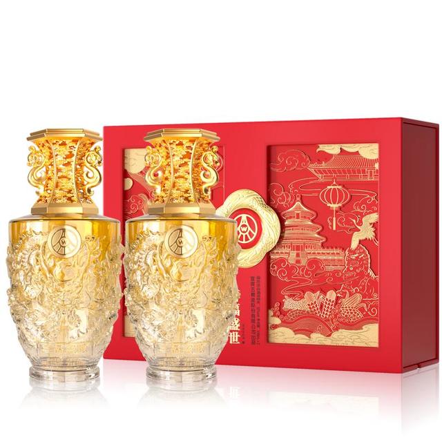 今日必买：五粮液 浓香型优级白酒52度500ml*2瓶 喜福盛世祥泰高端礼盒