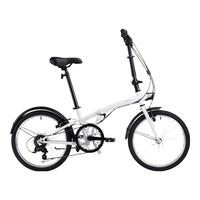 迪卡侬折叠车T120成人通勤自行车6级变速20寸轻便单车白色-4588489 雪白色