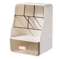 得力 斜插式笔筒 多功能六格笔筒时尚大容量桌面收纳盒创意笔架小学初中学生必备 白色PK13