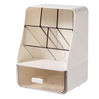 得力 斜插式笔筒 多功能六格笔筒时尚大容量桌面收纳盒创意笔架小学初中学生必备 白色PK133