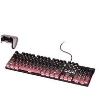 惠普有线机械键盘电竞游戏侧刻女笔记本台式 青轴 【单键盘】黑莓粉白光