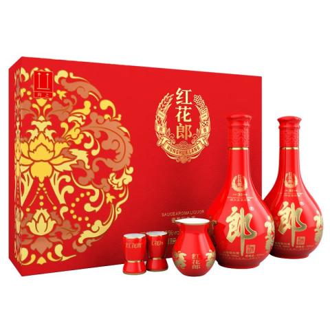省139.6元】郎酒白酒_郎酒红花郎10 53度酱香型白酒500ml*2瓶礼盒装多少