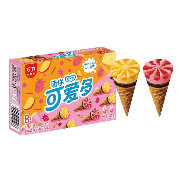 可爱多 迷你甜筒冰淇淋 草莓&芒果口味 20g*8支