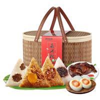 阿玛熊嘉兴粽子礼盒 情深义粽竹篮礼盒1910g(八粽四蛋一鸭)