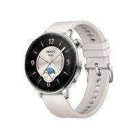 OPPO Watch X2 Mini 蓝牙智能手表 43mm 皓月银 氟橡胶表带