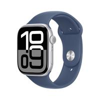 国家补贴：Apple Watch Series 10 智能手表 GPS款 46mm 银色铝金属表壳 丹宁色橡胶表带 M/L