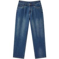 GXG男装 蓝色直筒牛仔裤通勤宽松长裤男阔腿休闲裤 2025春季 蓝色 L