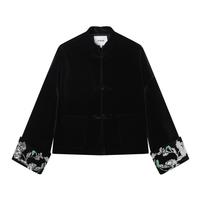 【袖口珠片绣】春季新中式女装短款国风优雅立领葡萄扣外套女春秋
